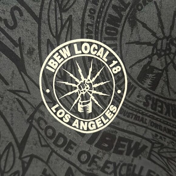 Vintage Union Made Mens Charcoal Grey Ibew Local 18‎ Los Angeles T-shirt Medium - Picture 5 of 8